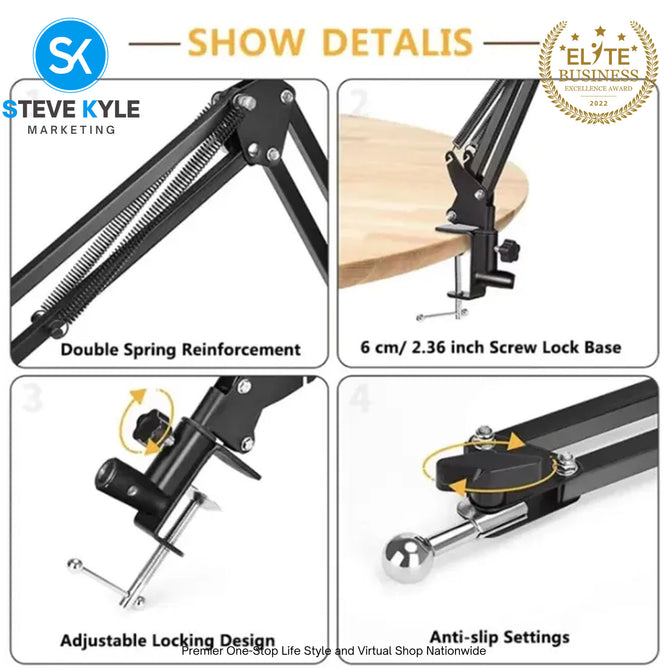100% High Quality 360 Degree adjustable Lazy holder Long Arm Clip Bracket Phone & Microphone Stand