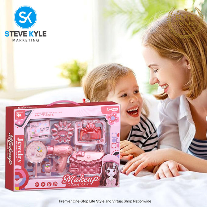 Makeup Playset for Girls Pretend Play Hair Stylist Toy Kit Best Gift