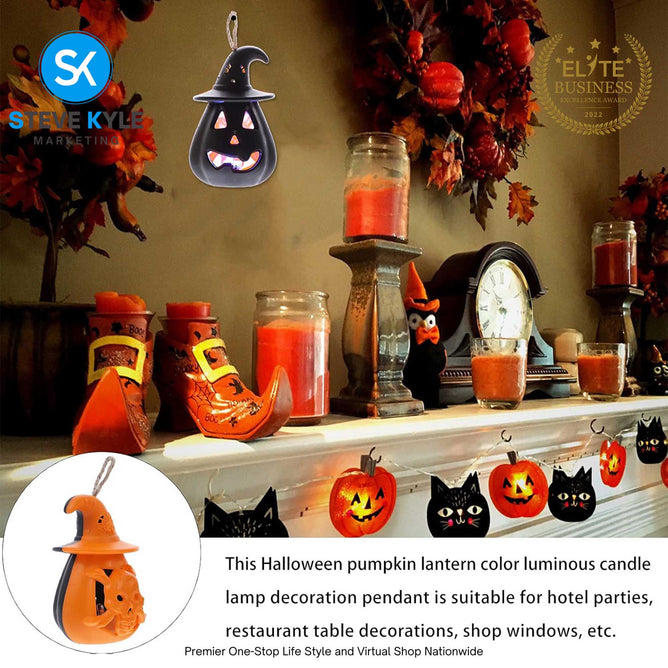 Halloween Lantern Pumpkin Ghost Lantern Lamp Hanging Scary Candle Light Props Kids Toys