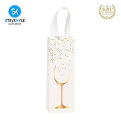 Steve Kyle Merry Christmas Printed Reusable Non-Woven Wine Tote Bag for Holiday Gifts