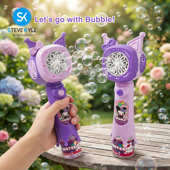 Steve Kyle Handheld Automatic Bubble Blower Toy with Cartoon Design for Kids Party Outdoor Activities