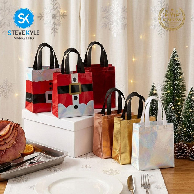 Steve Kyle Multipurpose Non-Woven Glossy Tote Bag for Groceries and Holiday Giveaways