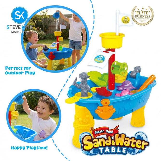 Steve Kyle Pirate Boat Sand and Water Table Toy Set for Kids