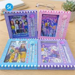 Steve Kyle Colorful Girl Group Theme Spiral A5 Notebook With 1.0mm Ballpoint Pen Random Design-Color For Students School Supplies
