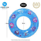 Pink Blue Lively Print Inflatable Swimming Ring For Adult Outdoor Fun Summer Time