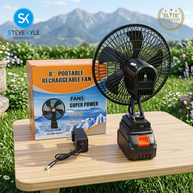 Steve Kyle 8-Inch Portable Rechargeable Fan with Oscillation Function