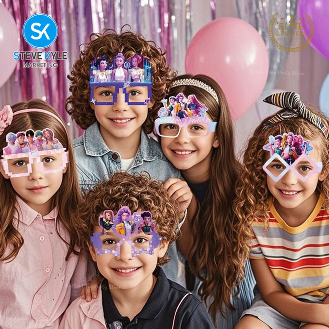 Steve Kyle Six Pieces Random Design Paper Mask Glasses For Kids Cosplay Photo Booth Props Party Supplies