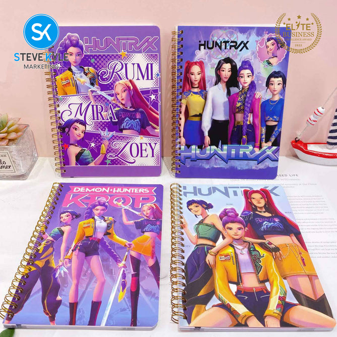 Steve Kyle Colorful Girl Group Theme Spiral A5 Notebook With 1.0mm Ballpoint Pen Random Design-Color For Students School Supplies