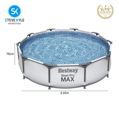 Steve Kyle Steel Pro MAX Round Frame Family Swimming Pool 3.05m x 76cm