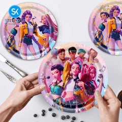 Steve Kyle Colorful Cartoon Disposable Paper Plates Birthday Party Tableware Decoration For Kids