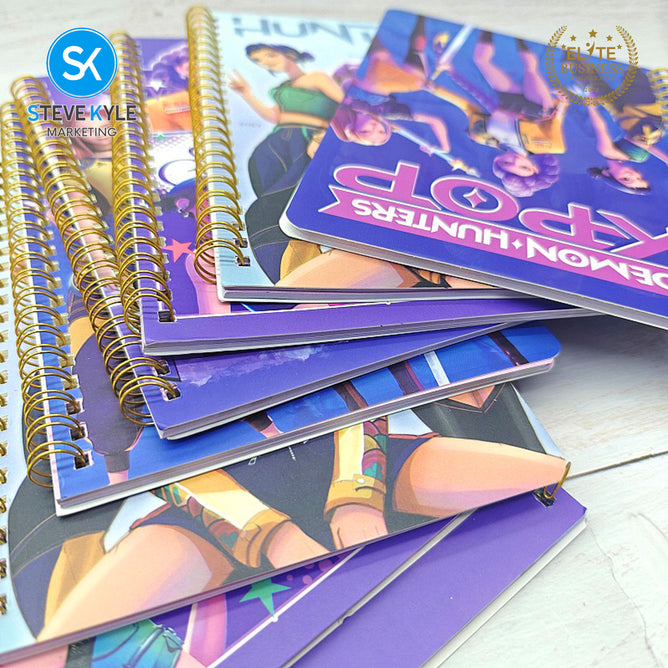 Steve Kyle Colorful Girl Group Theme Spiral A5 Notebook With 1.0mm Ballpoint Pen Random Design-Color For Students School Supplies