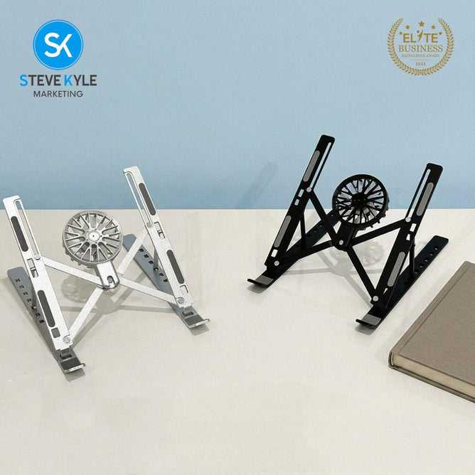 Steve Kyle 7-Level Adjustable Aluminum Alloy Foldable Laptop Stand with Cooling Fans