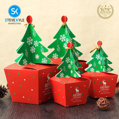 Steve Kyle 5-Piece Christmas Tree Pop-Up Paper Gift Box for Holiday Treats and Party Giveaways