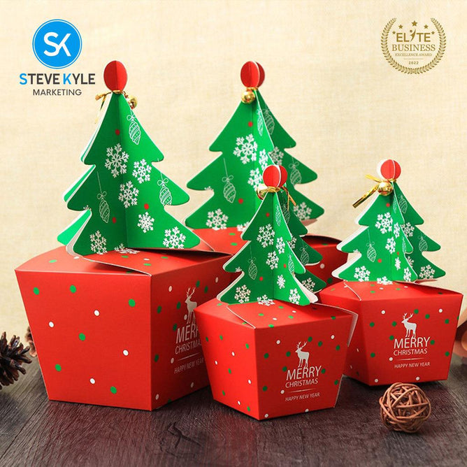Steve Kyle 5-Piece Christmas Tree Pop-Up Paper Gift Box for Holiday Treats and Party Giveaways