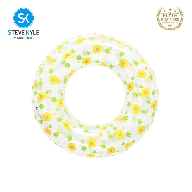 Steve Kyle Inflatable Transparent Swim Ring Floral Print For Outdoor Water Fun