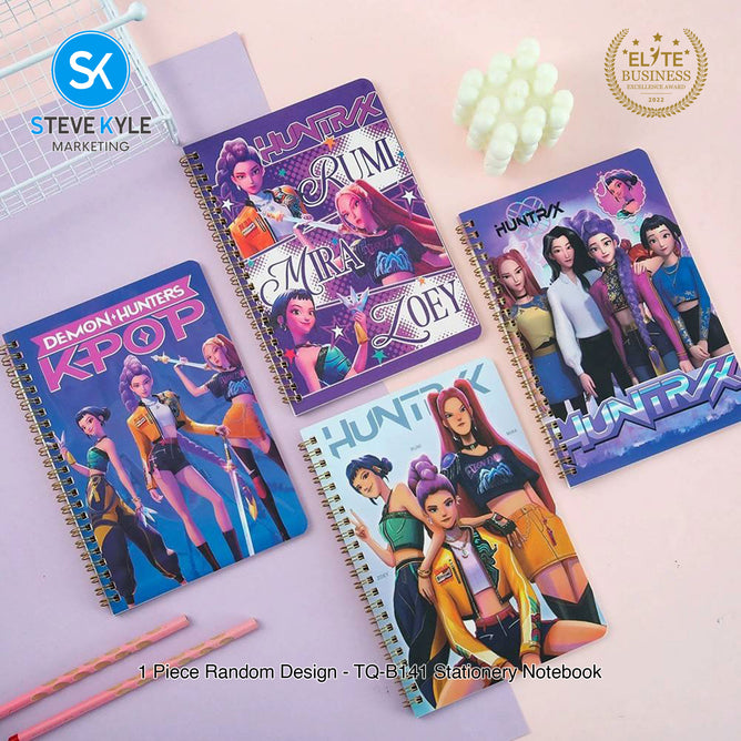 Steve Kyle Colorful Girl Group Theme Spiral Staple Singer Sewn Binding Notebook Journal Random Design For Students School Supplies