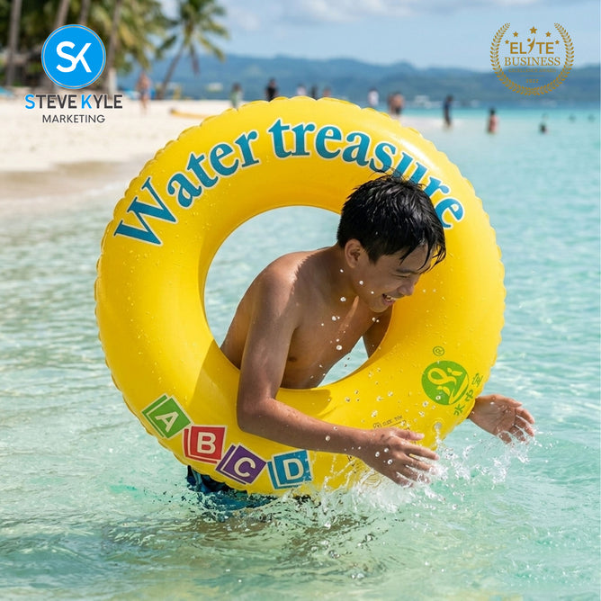 Steve Kyle Inflatable Swim Ring ABCD Series Print For Outdoor Water Fun