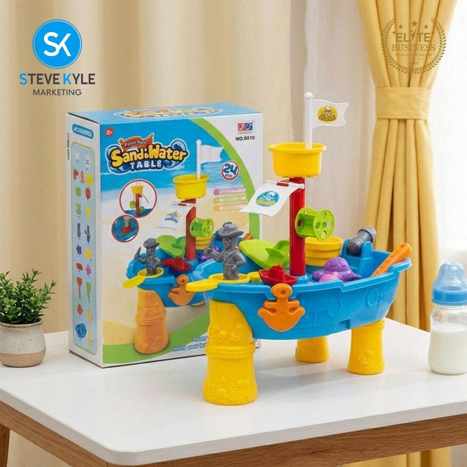 Steve Kyle Pirate Boat Sand and Water Table Toy Set for Kids
