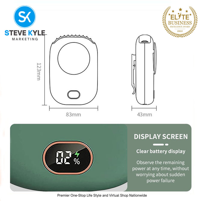 Mini portable fan,neck hanging, waist hanging, desktop holding, USB charging, 3-level wind power