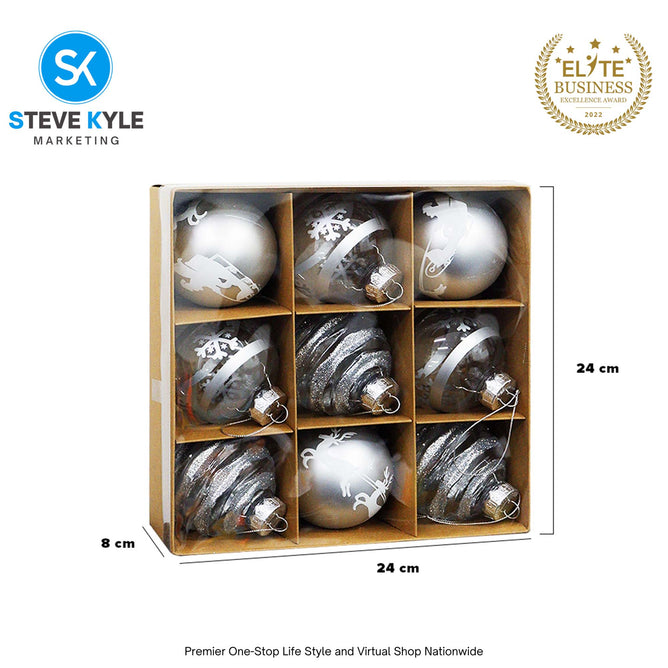 9PCS/8CM Christmas Tree Balls Christmas New Year Party Atmosphere Pendant Decorations