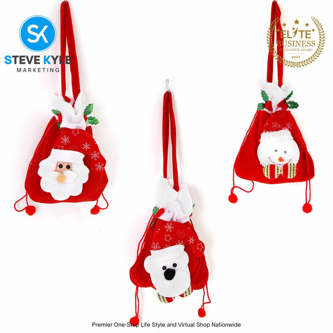 Creative Christmas Gift Candy Bag Cute Christmas Basket Knitted Dolls Santa Claus