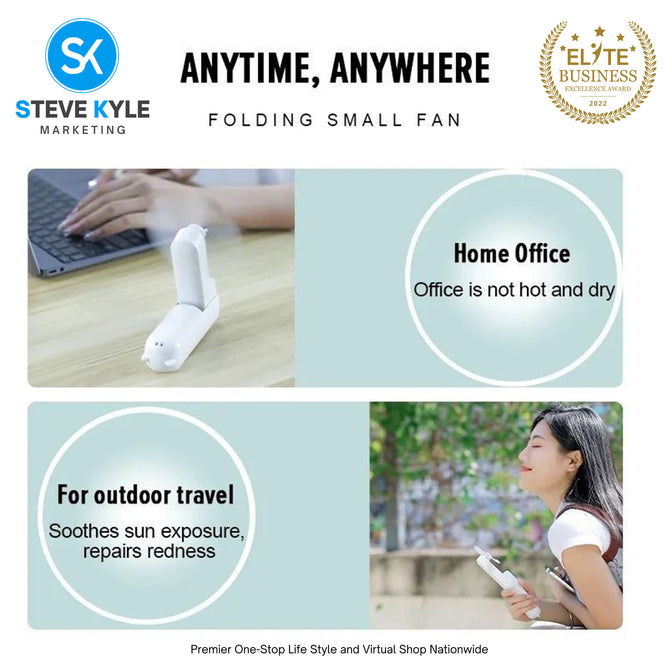 Portable Fan Foldable Small Fan Mini Handheld Fan USB Rechargeable Silent Handheld Folding Fan