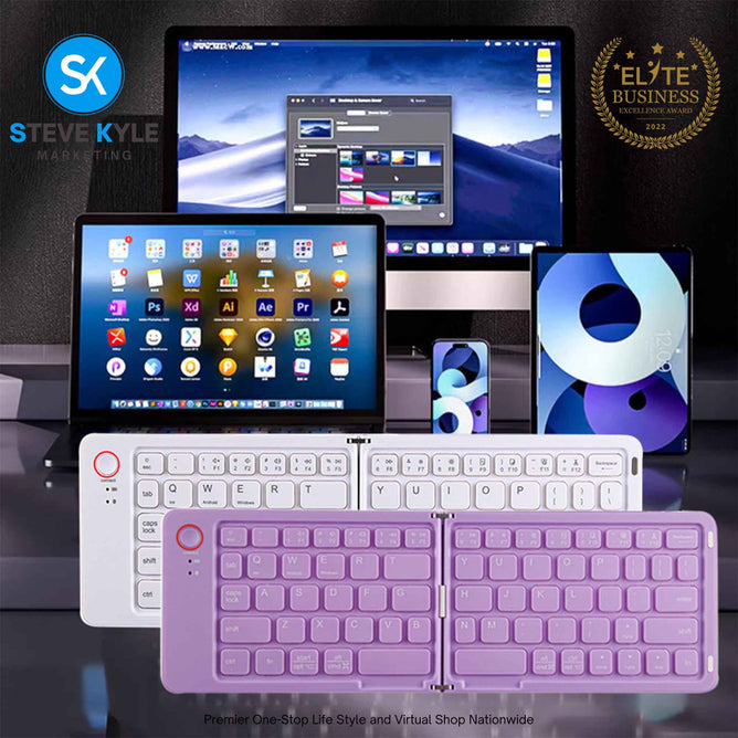 UltraSlim Foldable Keyboard Rechargeable Bluetooth Silent Typing for iOS Android Windows