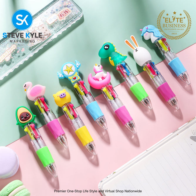 (1PC) Assorted Kawaii 4in1 Mini Multifunctional School Supplies Stationery Ballpen