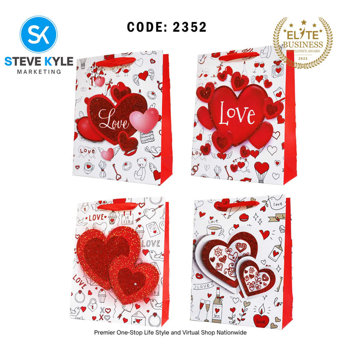 Valentines Day Gift Bag Love Bear - Floral Design Couple Gift Packaging Bag Paper Bag
