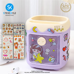 Pencil Holder Grid Multifunctional Desktop Stationery Box