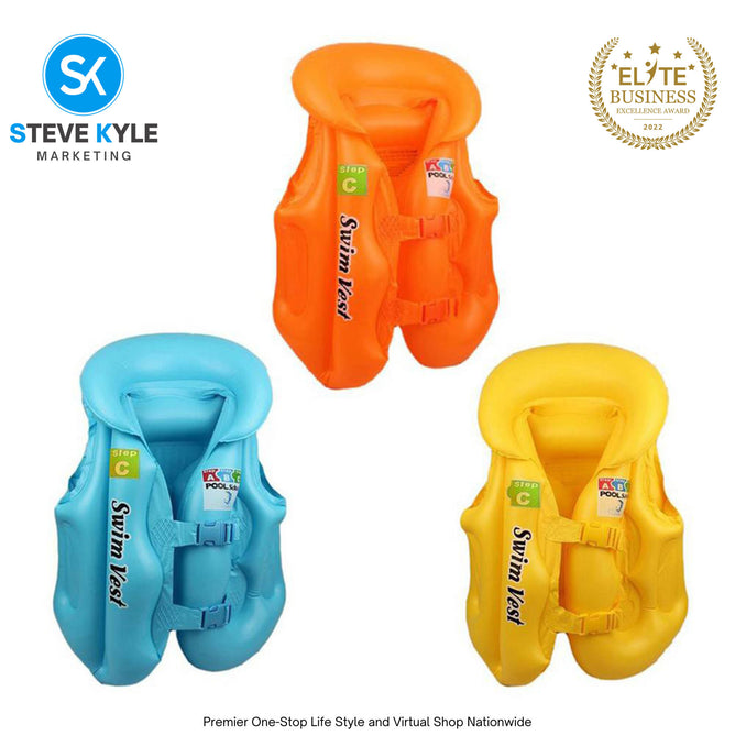 Inflatable Safety Life Jacket Vest Pool School Children Learn Swimming Floater