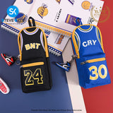 Basketball Pencil Case Ball Shirt Study Pouch Holder Bag with 2 Compartments Portable Vertical Color