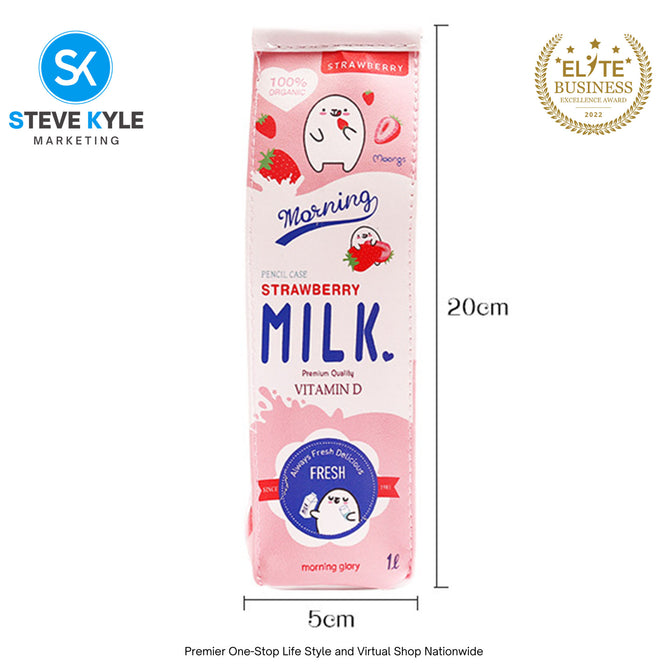 Korea Large Capacity Student Pencil Case Cartoon Waterproof Milk Box Pencil Bag