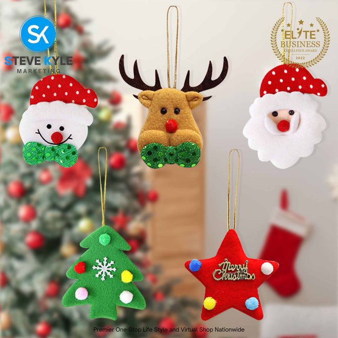 Cute Christmas Tree Hanging Ornaments Felt Pendant Doll Deer Snowman For Xmas Home Decor