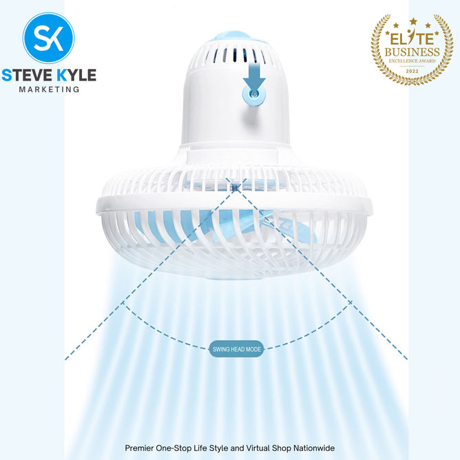 Spiral clip Portable Electric Fan Auto head Rotating Hanging Clip Fan Desk Fan