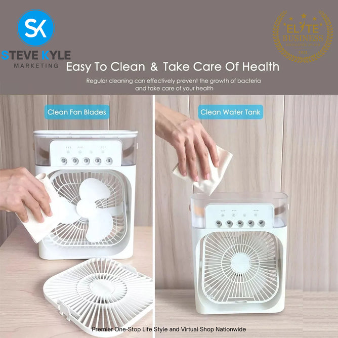NEW USB Mini Portable Air Cooling Fan Powerful Air Cooler Air Humidifier with 7 Colors LED Light
