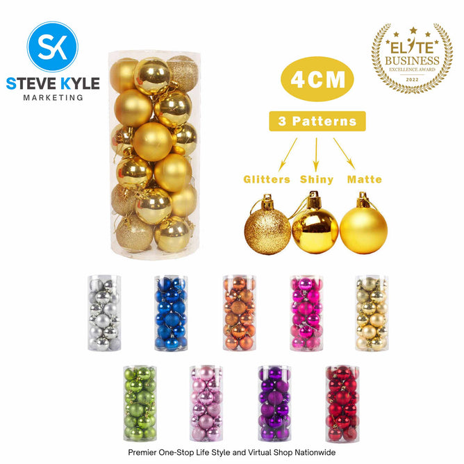 24PCS 3CM/4CM/6CM Christmas Tree ball Pendant Decorations Christmas New Year Party Decorations