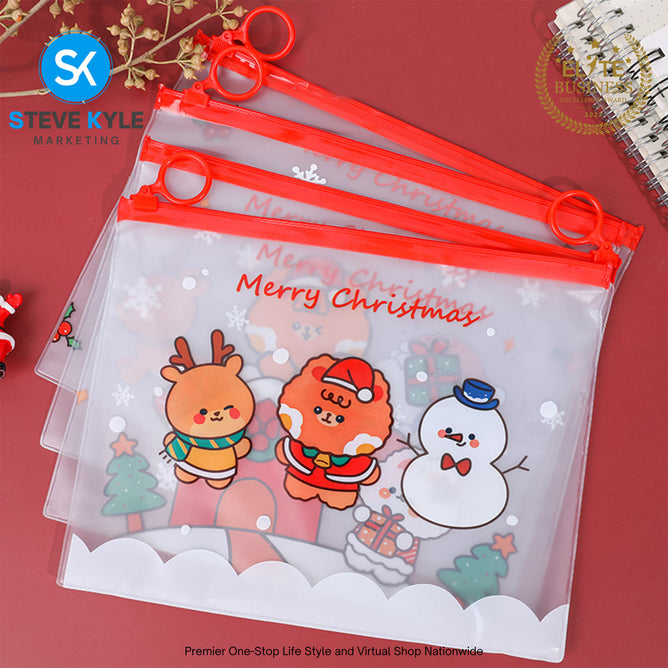Christmas Themed Cartoon Ziplock Bag - Zipper Pouch  (1PC Random)