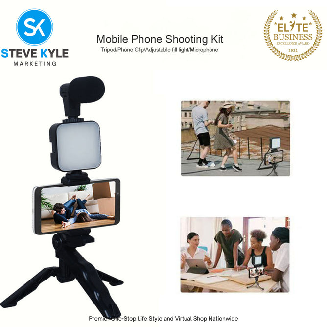 AY-49 Smartphone Vlogging Kit Video Recording Equipment with Tripod Fill Light