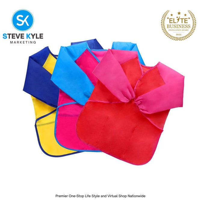 Kids Painting Apron Cute Craft Baking Waterproof Colorful Long Sleeve Apron