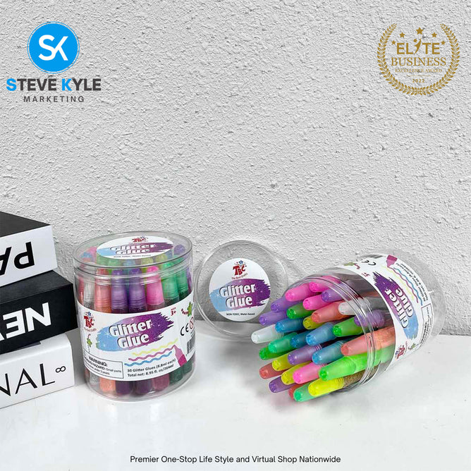 30PCS Non-Toxic Glitters Glue Stationery School Supplies for Kids