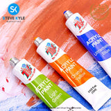 12 Colors Premium Acryclic Paints with 3 Brushes For Students, Crafters & Artists