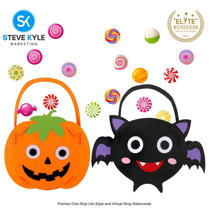 Halloween Candy Bag DIY Portable Tote Gift Bag Trick or Treat Bag for Kids Cute Handle Holiday
