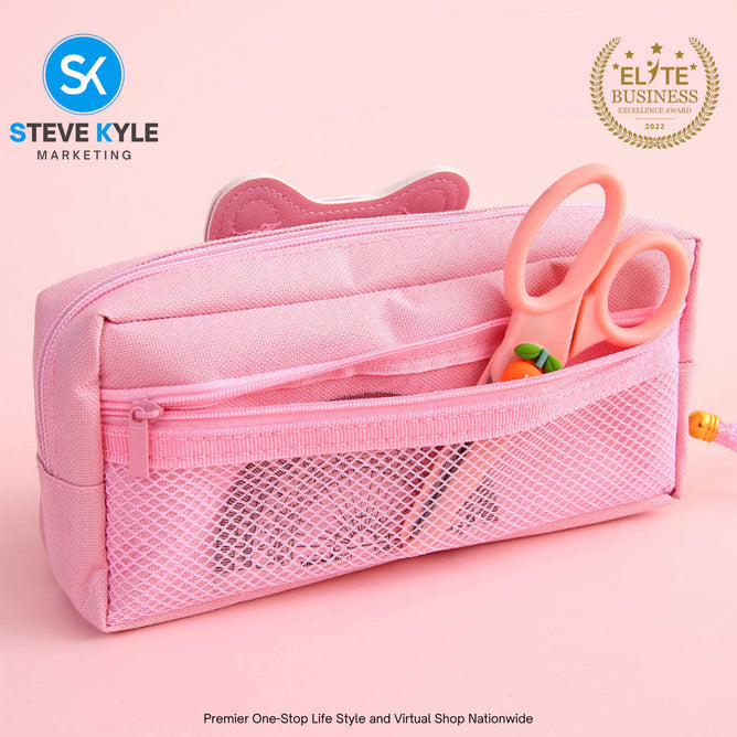 Cat Pencil Case Cute Pencil Bag Three layers Pen Case Kids Kawaii Stationery Bag Cartoon Animals Pen Bag Girls Handbag