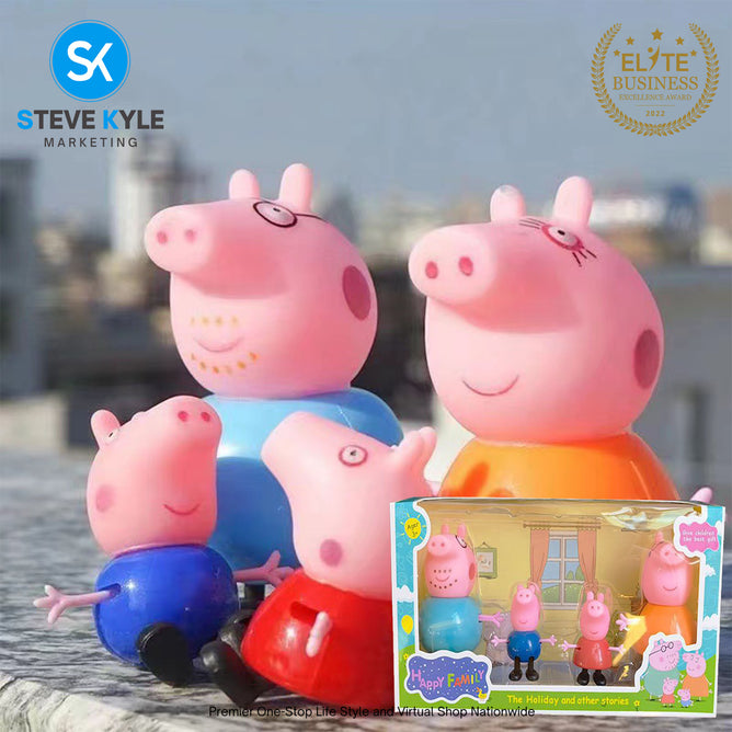 4pcs/set Cute Happy Pink Pig Toys Best Gift for Childrens Best Gift