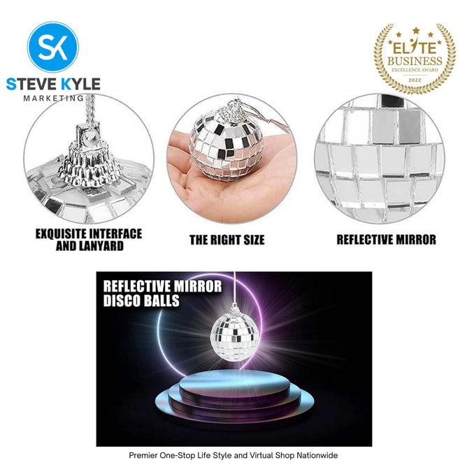 (4cm/5cm/6cm) 6PCS Mirror Christmas Tree Ornaments Bar Disco Ball Hanging DIY Decoration