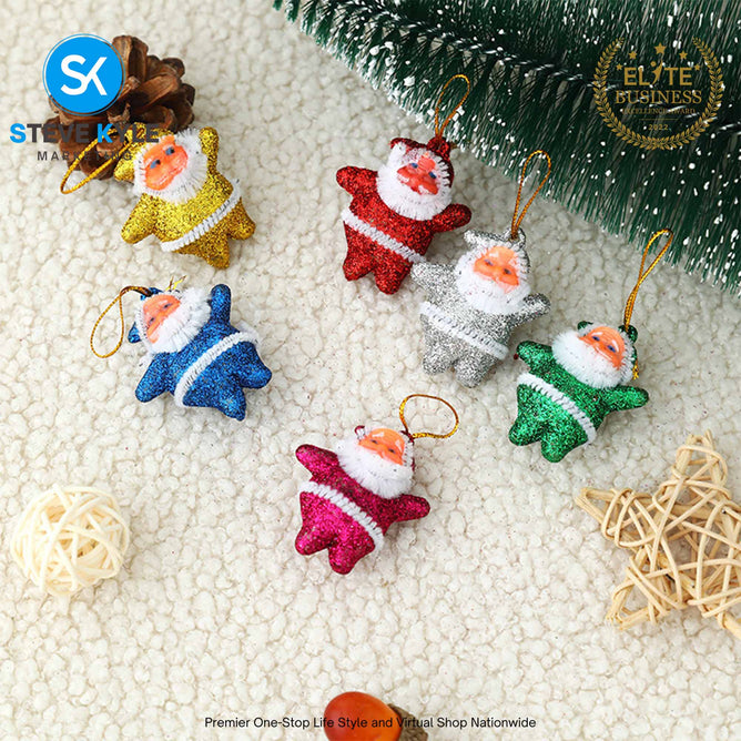 Steve Kyle Six Pieces Santa Claus Pendant Figurines For Christmas Tree Hanging Ornament Decoration