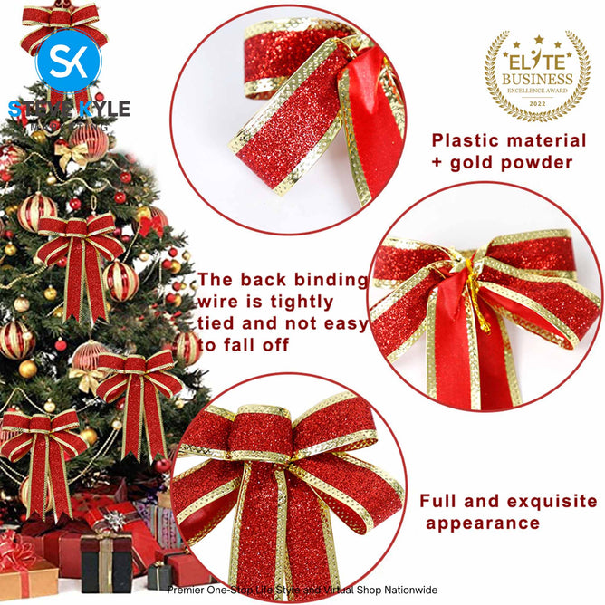 Glitter Bowknot Ribbon Christmas Tree Decor Ribbon For Holiday Decor