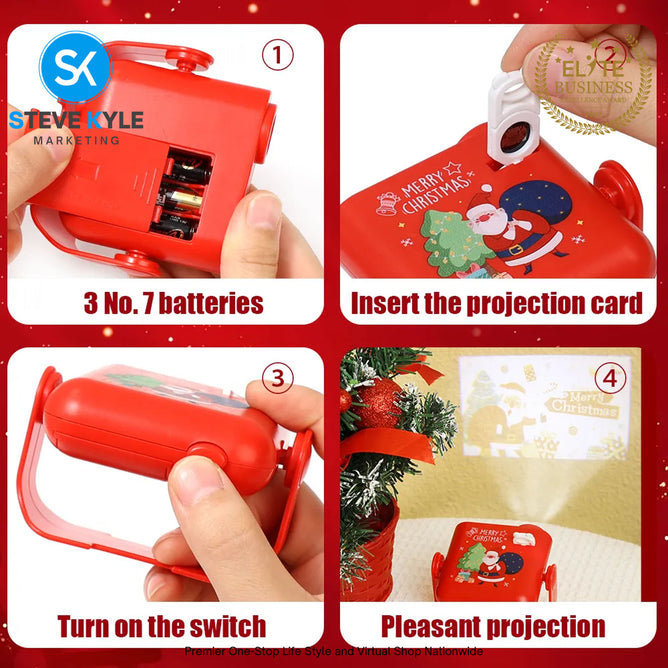 Christmas Projection Lights Cognitive Development Toy Portable Battery-powered Christmas Wall Projection Light