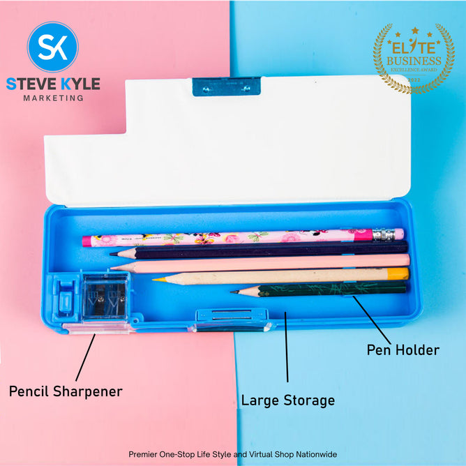 Double Sided Opening Magnetic Pencil Case for Kids Children Pencil case with Sharpener